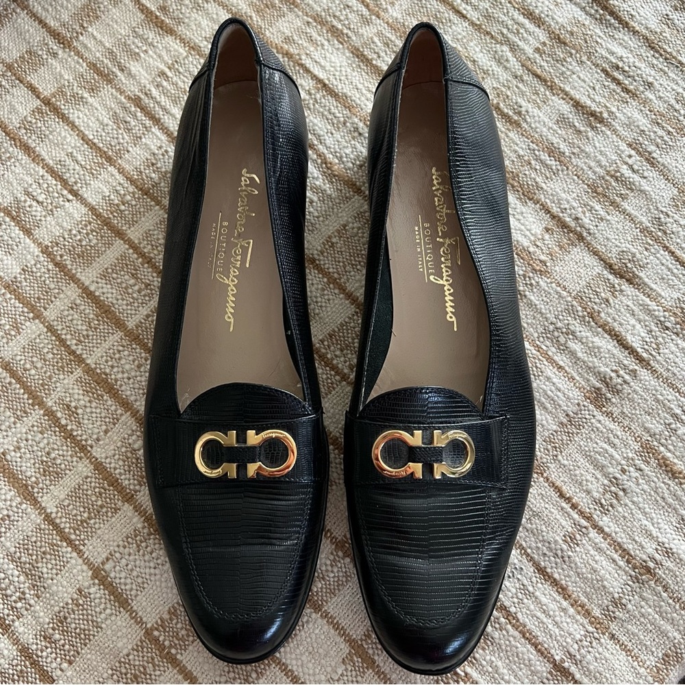 Salvatore Ferragamo Black Leather Loafers Size 11